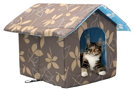 Vinnypet Katzenhaus Für Draußen Wasserdicht Und Warm Faltbare Pet Tierheim | Katzenhäuser für Katzen Mit Abnehmbarem Kissen Für Streuner Haustiere 45x43x40cm