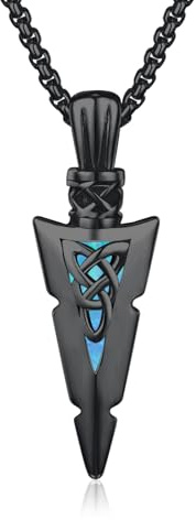 REDSUN Wikinger Pfeil Thors Hammer Kette 925 Sterling Silber ViKing Kreuz Hammer Kreuz Anhänger Keltisches Anhänger Amulett Schmuck für Herren Sohn Jungen Damen Männer Unisex