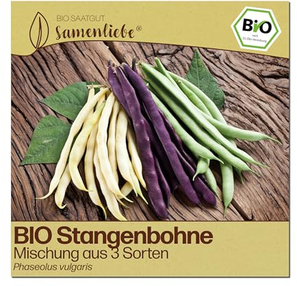 Samenliebe BIO Stangenbohnen Samen | Bohnen Mischung aus 3 Sorten - bunter Mix - samenfestes BIO Saatgut