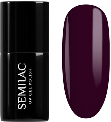 Semilac UV Nagellack 099 Dark Purple Wine 7ml Gel Nagellack für Nägel | Dunkelviolett Weinrot - deckend langanhaltend