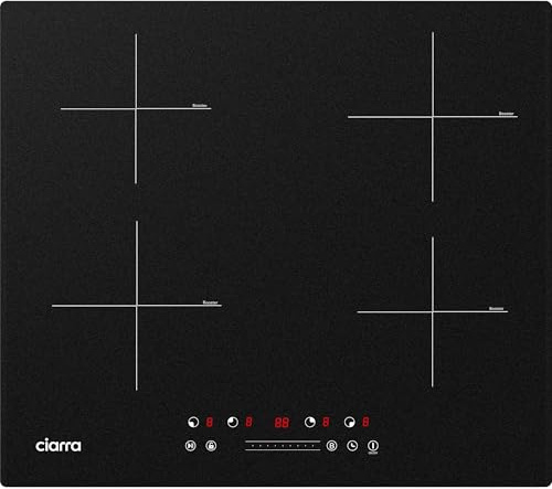 CIARRA CBBIH4B 4 Zonen Einbau Induktionskochfeld 60 cm mit Power Booster Touch-Bedienung Kochfeld Induktion 9 Leistungsstufen Timer Kindersicherung Restwärmeanzeige Pause- und reStart-Funktion 7200W