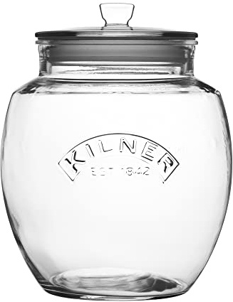 Kilner Vorratsglas mit Deckel, 4 Liter, luftdichte Silikondichtung | Glasbehälter, für Lebensmittel, Kosmetika und Deko, retro Design, spülmaschinenfest, 1 Stück