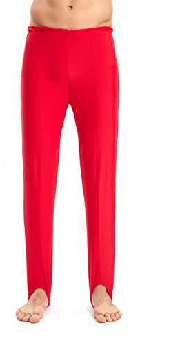 New Dance NT1712103 Herren Steigbügelhose, Ballett-Halt, volle Länge, dehnbare Gymnastik-Leggings, Rot, SA