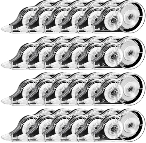 Yoosso 24 Stück Korrekturroller, 5mm x 12m Korrekturmaus | Transparentes Gehäuse, Ergonomisch, Sofort Überschreibbar, Für Büro, Schule Und Zuhause