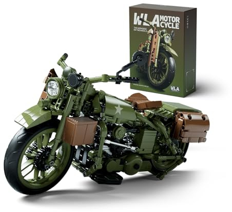 Nifeliz Motorrad WLA Militär Modell-Bausatz für Erwachsene, Klassischer Retro Bauspielzeugset zum Bauen & Ausstellen, Fahrzeug Geschenk (833 Teile, NF10333)