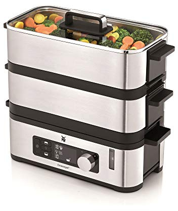 WMF Küchenminis Mini Dampfgarer elektrisch 4,3l, Dampfkocher mit Memory-Funktion, elektrische Dampfgarer, Warmhaltefunktion, Restlaufzeitanzeige, 2 Garbehälter