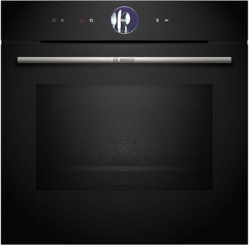 Bosch HMG776NB1, Serie 8 smarter Einbau-Backofen mit Mikrowellenfunktion, 60 x 60 cm, Schwarz, Made in Germany, Pyrolyse, Air Fry, Digitaler Bedienring Touchdisplay, Automatikprogramme auf Knopfdruck