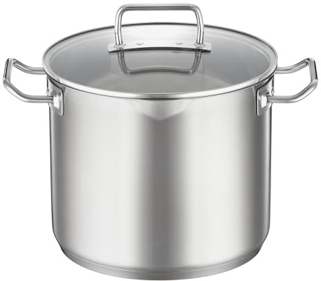 RÖSLE EXPERTISO Gemüse und Suppentopf, Hochwertiger Universaltopf aus Edelstahl 18/10, 24 cm, Glasdeckel, Innenskalierung, induktionsgeeignet, spülmaschinengeeignet, Silberfarben