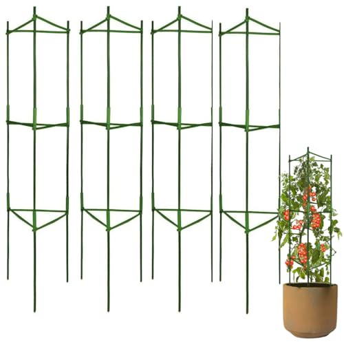 Rankhilfe Garten, 4 Stück Rankgitter für Tomaten Gurken, Garten Rankgitter für Kletterpflanzen,120CM Rankhilfen Metall für Tomaten,Rankobelisk, Tomatenkäfige