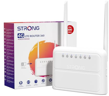 STRONG N300 Mbit/s WLAN 4G Router, 4G Cat4 LTE Netzwerk, Feste Externe Antennen, 100Mbit/s WAN/LAN Ports, SIM-Karten-Router, Plug & Play, Unterstützt bis zu 32 Geräte, Sicheres Netzwerk, Weiß