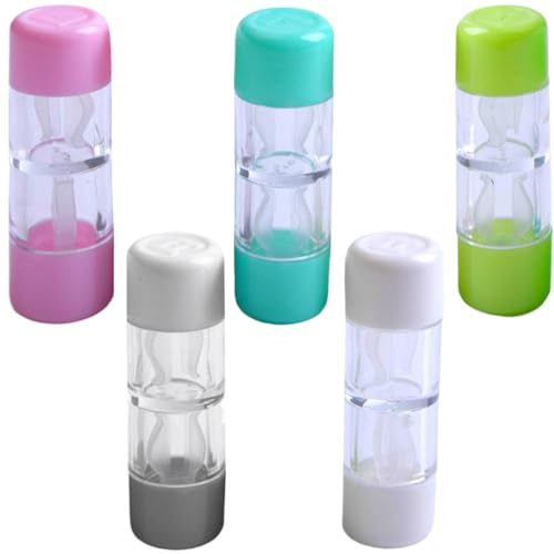 JEYORZY 5 PCS Kontaktlinsenbehälter-Reiseset für Harte Linsen, Mini Reise Hard Lens Case mit Schutzbox, Tragbarer Linsenbehälter mit Reinigungsbehälter für Zuhause und Unterwegs, Kompakte Aufbewahrung