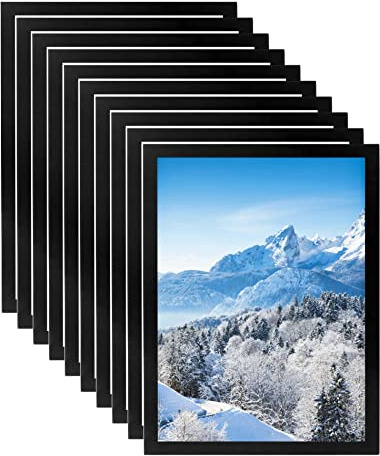 QWORK® 10 Stück A4 Magnetrahmen, Selbstklebend Magnetrahmen, schwarz, für Anzeigen, Hinweise, Dokumente