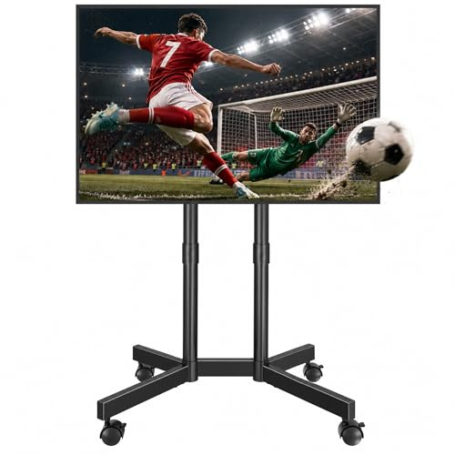 BONTEC TV Ständer Rollbar für 32-70 Zoll, TV Stand with Wheels, Höhenverstellbar, Fernsehständer mit Rollen und Kabelmanagement, Max. VESA 400x400mm, 50kg, Schwarz