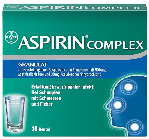 Aspirin Complex Granulat | gegen Erkältung und grippale Infekte | 3-fach Wirkung bei Schnupfen, Fieber und Schmerzen | Nr. 1 Erkältungsmarke | 10 Stück