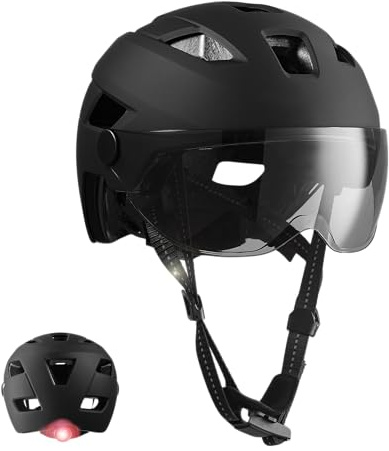 Crazy Safety Oak Fahrradhelm | City- & Rennradhelme für Damen und Herren | Verstellbar Mit UV-Visier | Für Fahrrad, City-Rad und E-Bike | Gr. 55-61cm (Schwarz)