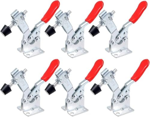 Kniehebelspanner, Lostwry 6 Stück 201B Schnellspanner-Set Knebelklemme, Handwerkzeug 90 kg 198lbs Fassungsvermögen, Rutscht Nicht, Horizontal, Knebelklemme für Maschinenbetrieb