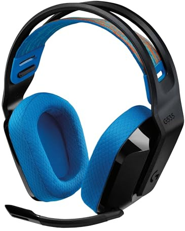 Logitech G G535 Lightspeed Wireless Gaming Headset | Leichter On-Ear-Kopfhörer, Mikrofon stummschaltbar, 33h Akku, kompatibel mit PS5, PS4, PC, USB-C aufladbar - Schwarz/Blau