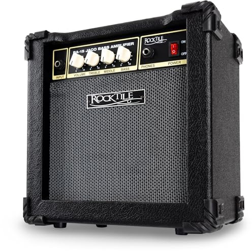 Rocktile BA-15 Jaco Basscombo (Bassverstärker im Combo-Format mit 15 Watt Leistung, für aktive und Passive Bässe, 6,5" Lautsprecher) schwarz