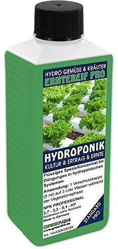 Hydro-Erntereif Nährlösung NPK Voll-Dünger für Kräuter & Gemüse Pflanzen in Hydrokultur und Hydroponik Systemen, Home Gardening Dünger 250ml Nährstoffe als Konzentrat (Pflanzen Ernte)