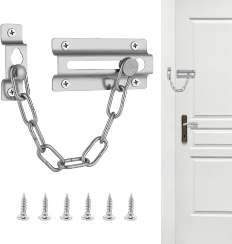 Flintronic Türkette, Edelstahl Sicherheitskette, Tür Kettenschloss mit Schrauben, Innen Türkette Haustür, Türsicherheitskette, Türkettenschloss Diebstahlschutz für Hotel Familie Innentüren Türen
