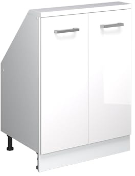Vicco Dachschrägenschrank Rion, Weiß Hochglanz, mit 2 Türen, geeignet für die platzsparende Aufbewahrung unter Dachschrägen