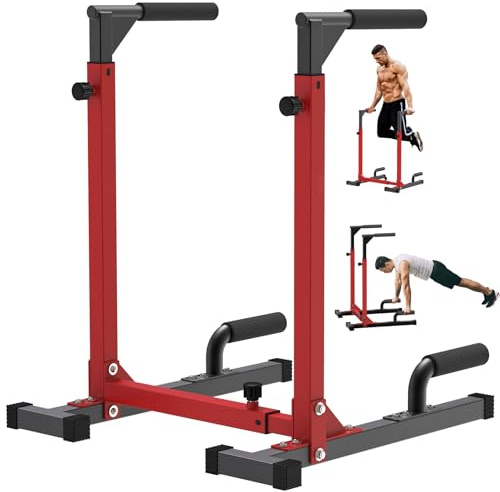 SELEWARE Solide Dip-Bar, verstellbare Dip-Station Home Gym Fitness Calisthenics Ausrüstung, multifunktionaler Krafttraining, Dip-Ständer mit Push-Up-Stange für Trizeps-Dips, (1 Packung)