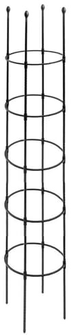 Rankobelisk Beschichtetes Metall 117/191/228CM, Witterungsbeständige Garten Rankhilfe Für Rosen Und Blumen, Durchmesser: 29 cm, Schwarz