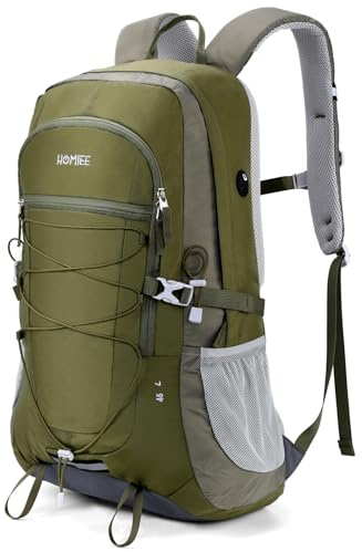 HOMIEE Wanderrucksack Herren Damen 45L Wasserdichter Rucksack Leichter Trekkingrucksack Groß Reiserucksack Sportrucksack mit Reflexstreifen für Campingplätze Radfahren Bergsteigen Reisen