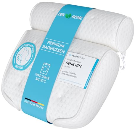 Badewannenkissen • Ergonomisches & Muskelentspannendes Premium Badekissen • Neuer 5D Spezial-Schaum • Deutsches Design • Klimaneutral & nachhaltig hergestellt •Badewannenkissen Nacken Kissen Badewanne