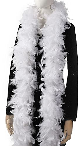 Larryhot 60g Weiß Feather Boa-2 Yards Türkei Boa Federn für Party Bulk, Weihnachten, Hochzeit Mittelstücke, Kostüm, Konzert, Haustier und Heimdekoration (Weiß)