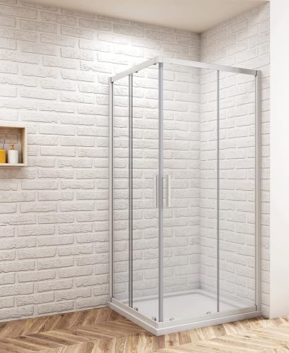 Aica Sanitär Duschkabine 90x90cm Duschabtrennung Eckeinstieg Duschtür Dusche mit Sicherheitsklarglas Höhe 185cm