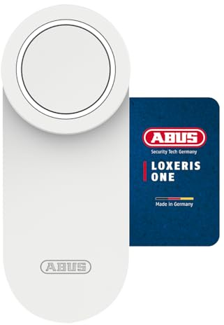 ABUS Türschlossantrieb LOXERIS One - smartes Öffnen und Schließen der Eingangstür per App - elektronisches Türschloss mit Zugangskontrolle - batteriebetriebenes Smart Lock ohne Kabelziehen - Weiß