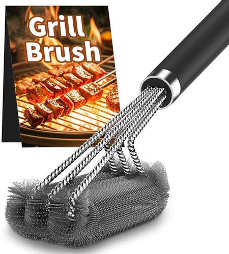 PePeng 45,7 cm dreieckige Reinigungsbürste Grill BBQ, robuste dreieckige Edelstahl-Reinigungsbürste zur einfachen und effektiven Reinigung, Edelstahl, 3-Branch