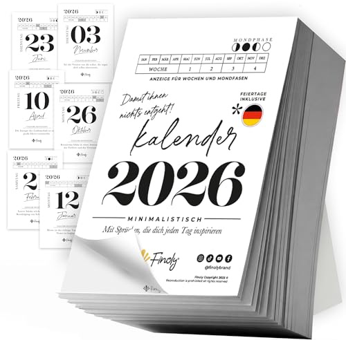 Finoly Tageskalender 2026 Abreißkalender Jan 2026 Dez 2026 (12 Mon) | Abreisskalender 2026 Täglich Lustig für Ruhe & Motivation | Abreißkalender 2026 Sprüche Inspiration, Übungen 13,5x9,5 cm