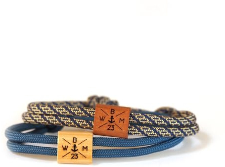myGreta Familien Wunschgravur Armband mit Initialen aus Holz und Segeltau Partnerarmband Holzarmband für besondere Menschen und Momente