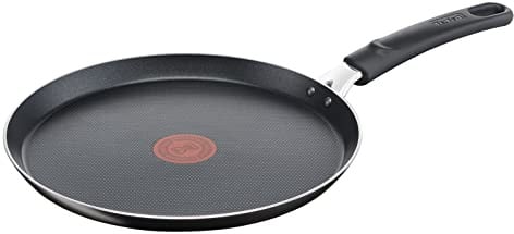 Tefal Easy Cook & Clean Crêpe-Pfanne 25 cm, Pancake Pfanne antihaftbeschichtet, Thermo-Signal bei idealer Brattemperatur, NICHT induktionsgeeignet, Pfannkuchen, Made in France, Schwarz, B5550933