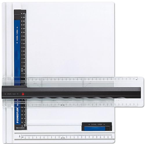STAEDTLER Zeichenplatte Mars, DIN A4, hohe Qualität Made in Germany, weiß, aus schlag- und bruchfestem Kunststoff, Parallel-Zeichenschiene, Doppelnutführung, 661 A4