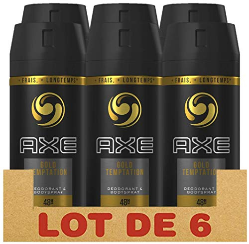 Axe Gold Temptation Deospray Set Herren 6er Pack ohne Aluminium, 6er Pack (6 x 150 ml)
