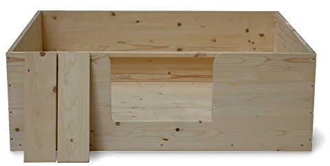 SunnyDogs Wurfkiste für Hunde 120x100x40 cm, Kiefernholz, mit Ausgang | Wurfbox aus unbehandeltem Kiefernholz mit Welpenschutz, verstellbarem Ausgang und herausnehmbaren Einstiegsbrettern
