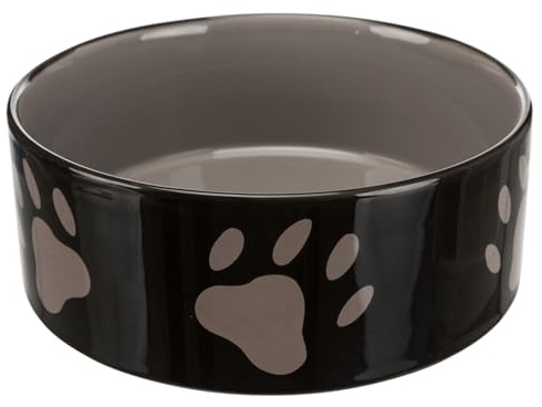 Trixie 24533 Keramiknapf mit Pfoten, 1,4 l/ø 20 cm, Sortierte Farbe (braun oder taupe)