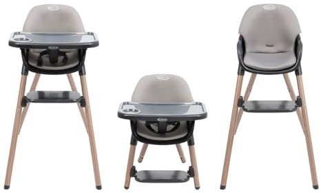 Graco Presti 3-in-1-Hochstuhl (6 Monate bis ca. 27,3 kg/6 Jahre), leicht mit 4,75 kg, kompakt zusammenklappbar, leicht tragbar, 3 verschiedene Modi für Langlebigkeit, Steeple Grey Fashion