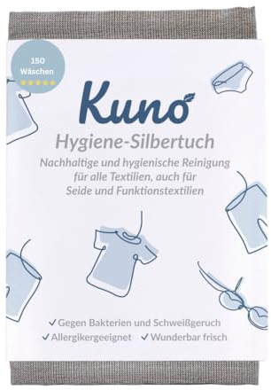 Kuno Hygienespüler Silbertuch für die Waschmaschine – Antibakterielles Silberionen-Tuch gegen Schweißgeruch – Alternative zu Hygienespüler & Desinfektionswaschmittel – Bis zu 150 Anwendungen (1)