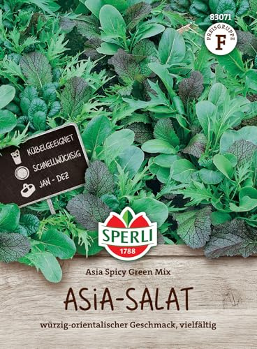 Sperli Premium Asia Salat | Asia Spicy Green Mix | 4 Sorten | Asia Salat Samen | winterhart ganzjährig