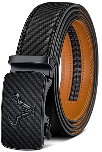 KEMISANT Gürtel Herren, Ratsche Gürtel Automatikschließe Ledergürtel für Herren Business Anzug,Breit 35mm Gürtel,Größe Angepasst(Schwarz-105cm/28-34 taille verstellbar)