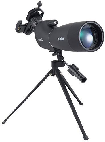 Svbony SV28 HD Spektiv, Sportschützen Vogelbeobachtung 25-75x70 Schwarz | Zielschießen, für Wildtierbeobachtung, HD BAK4 Prisma, FMC Optik, Wasserdicht, Stativ und Telefonadapter inklusive