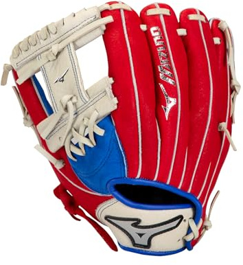 Mizuno Unisex-Jugendliche, Prospect Baseball-Handschuhe, Königsblau/Rot, Deep 3 Web, 27,9 cm, alle Positionen, Alter 7–8 Jahre