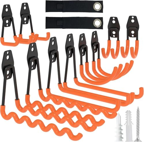 HSTMYFS Schwerlast Wandhaken (12er Set), Haken für Garage, Werkstatt & Garten – Robuster Gerätehalter für Fahrräder, Leitern, Werkzeuge, Gartengeräte