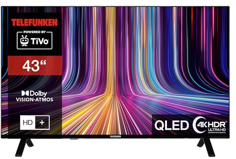 TELEFUNKEN QLED Fernseher 43 Zoll Smart TV (4K UHD, HDR Dolby Vision, Dolby Atmos, Triple-Tuner, 6 Monate HD+ inkl.) QU43TO750S