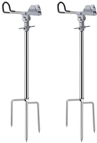 AVCMOTO Rutenhalter, 2 Stück Universal Edelstahl Angelrutenhalter, Angelzubehör 360° Verstellbar Rutenhalter, Geschenke für Männer, Abnehmbar, Leicht zu Tragen
