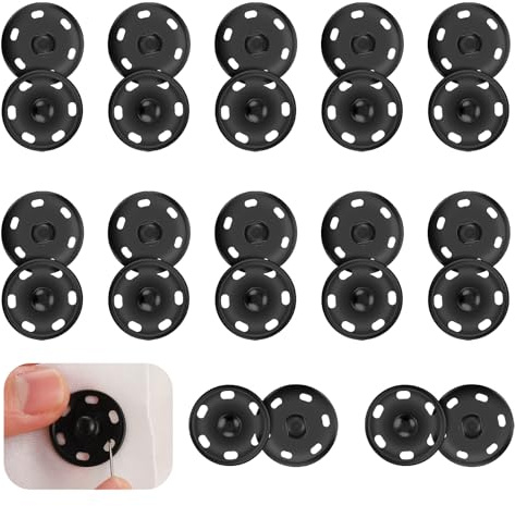 Lusofie 12er Set 21mm Metall-Druckknöpfe Schwarz zum Annähen, für Kleidung, Rucksäcke, DIY-Projekte